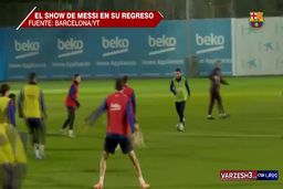 پاس های فوق العاده مسی در تمرینات بارسلونا