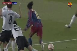 فیلم حرکات یکسان مسی و رونالدینیو در بارسلونا