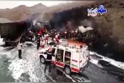 فیلم تصادف وحشتناک دو تریلر سوخت در تبریز