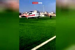  فرود جنجال‌ساز هلیکوپترها وسط زمین بازی لیگ یک ایران!فیلم