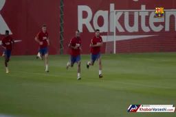 حضور لیونل مسی در تمرینات بارسلونا