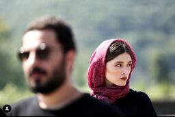 نوید محمدزاده و فرشته حسینی در راهرو+عکس